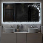 Specchio LED Rettangolare | Controllo tramite interruttore a muro | Luce bianca fredda - Reyze Serie Good Vibes Modello 8